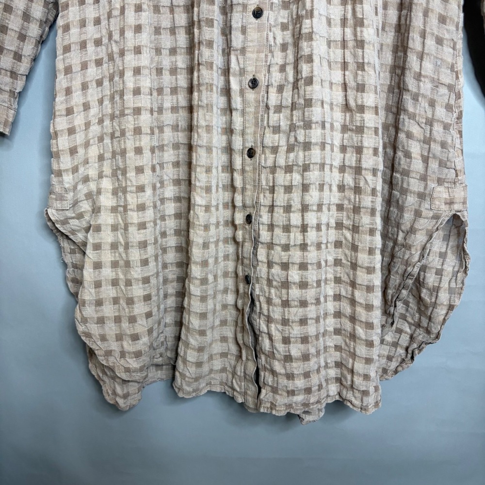Cabbages & Roses Tunic UK 10 US 6 Tan Linen Cotton Lagenlook Oversize Button Top - Picture 12 of 14